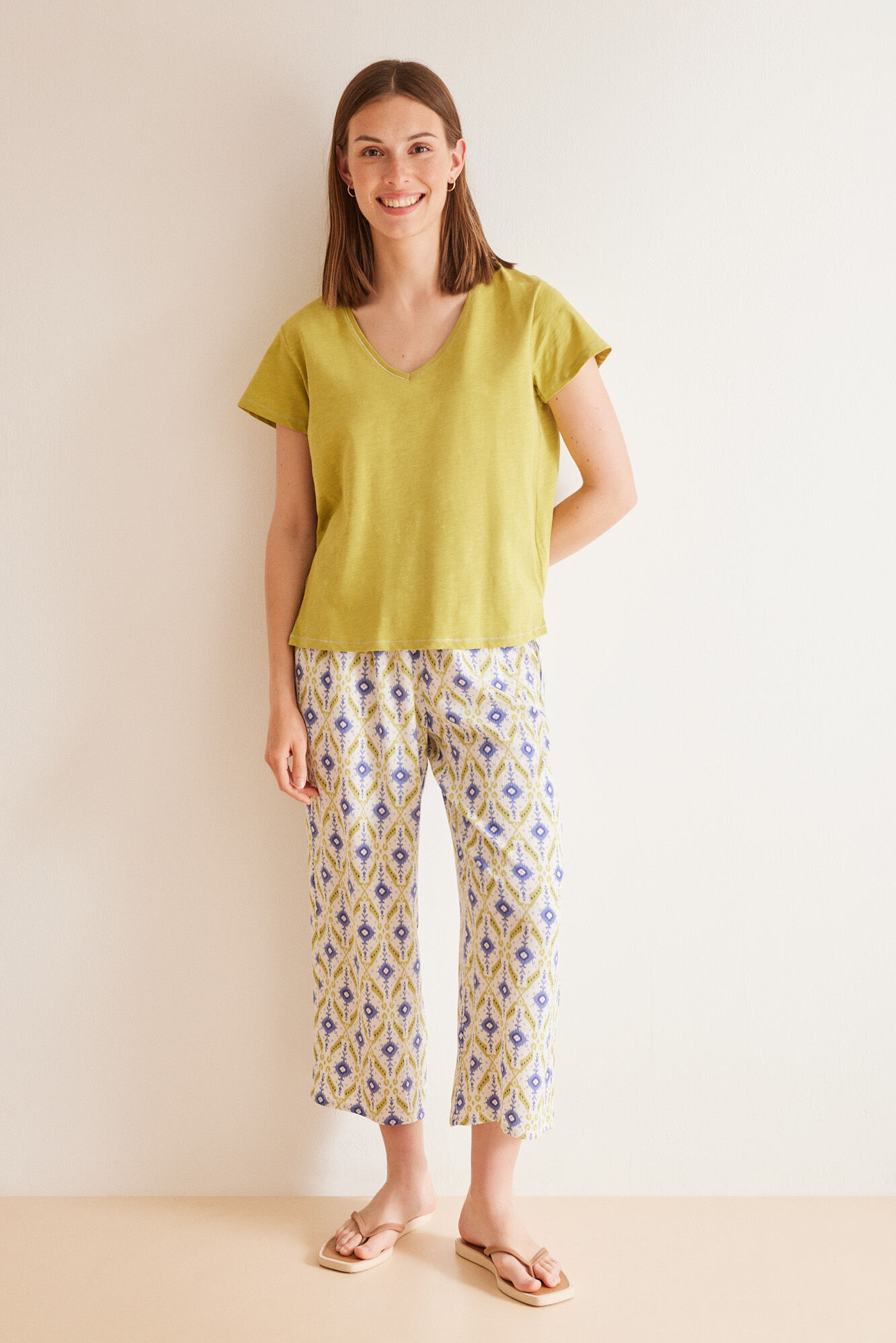Women'secret Playera 100% algod&oacute;n flam&eacute; verde kaki