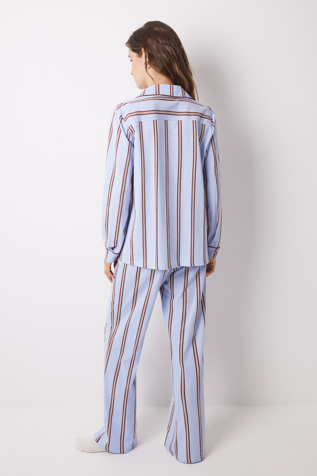 Women'secret Pijama camisera larga 100% algod&oacute;n rayas estampado