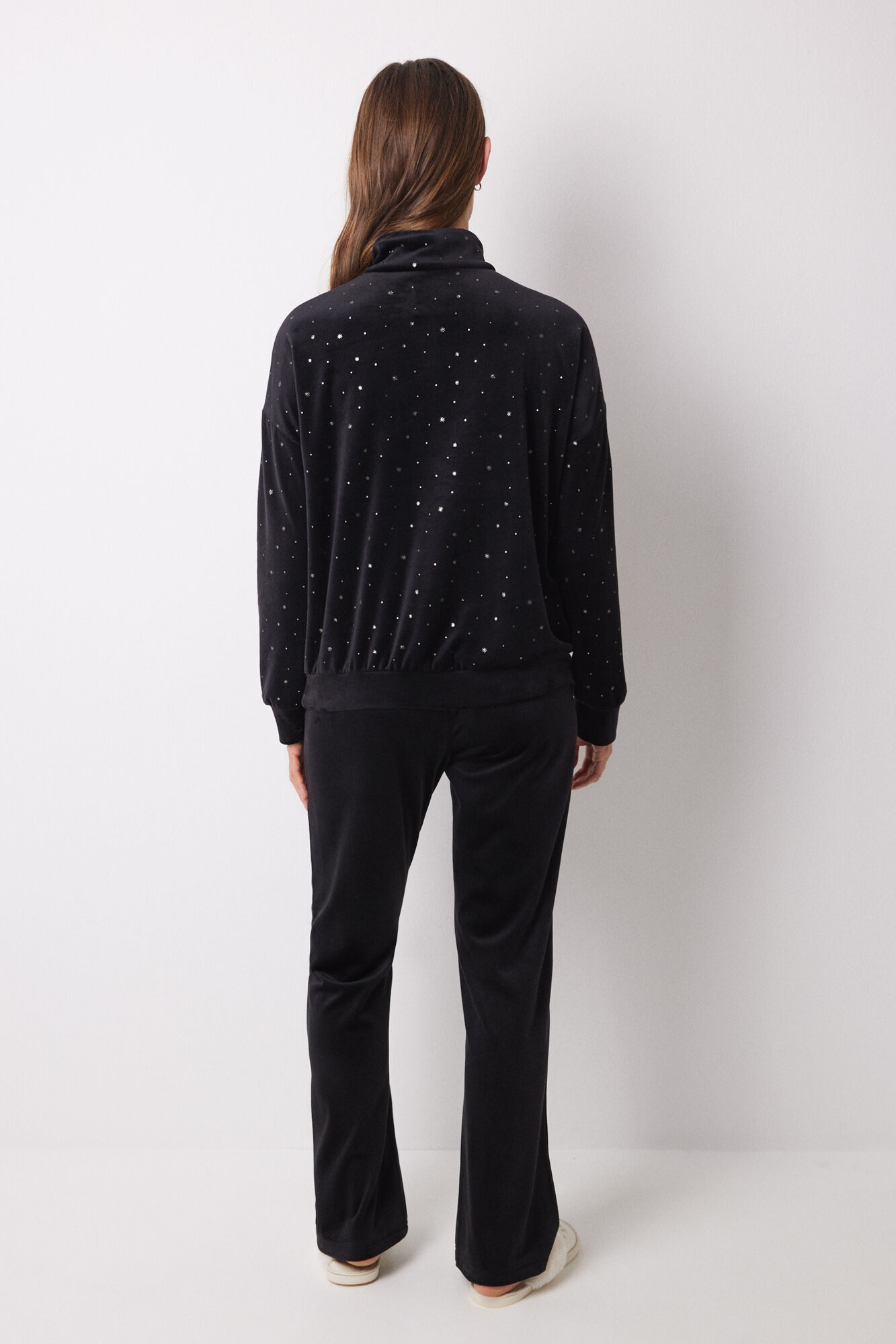 Women'secret Pijama larga terciopelo negro Hermione negro