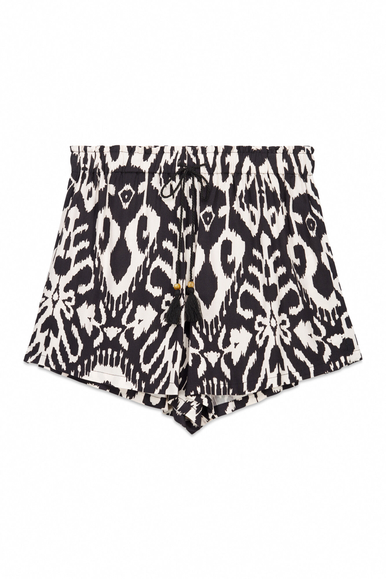 Women'secret Pantal&oacute;n de viscosa con estampado ikat negro