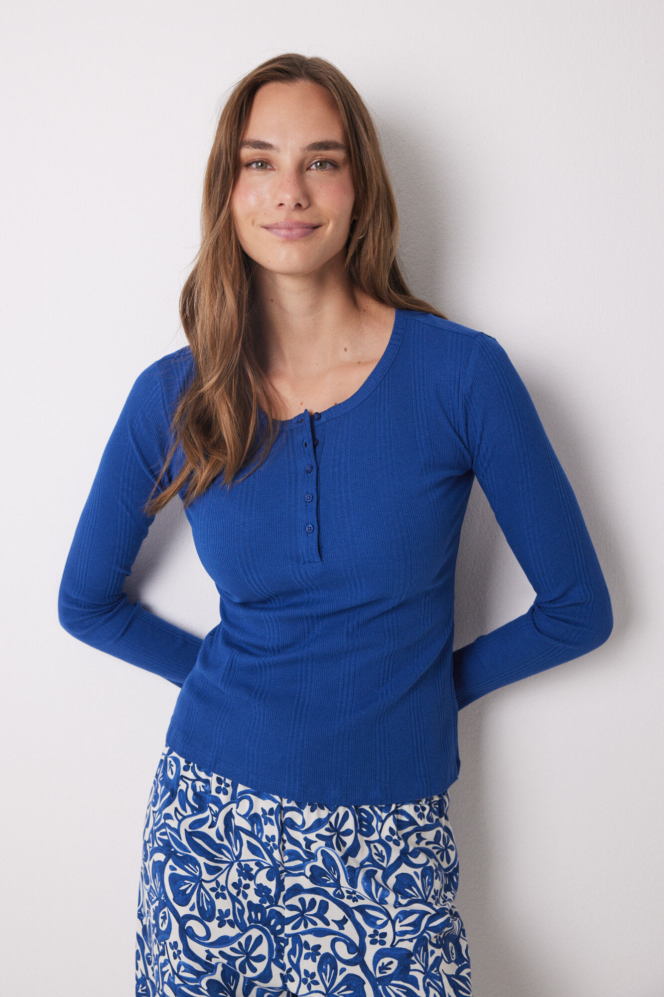 Women'secret Playera manga larga canal&eacute; azul
