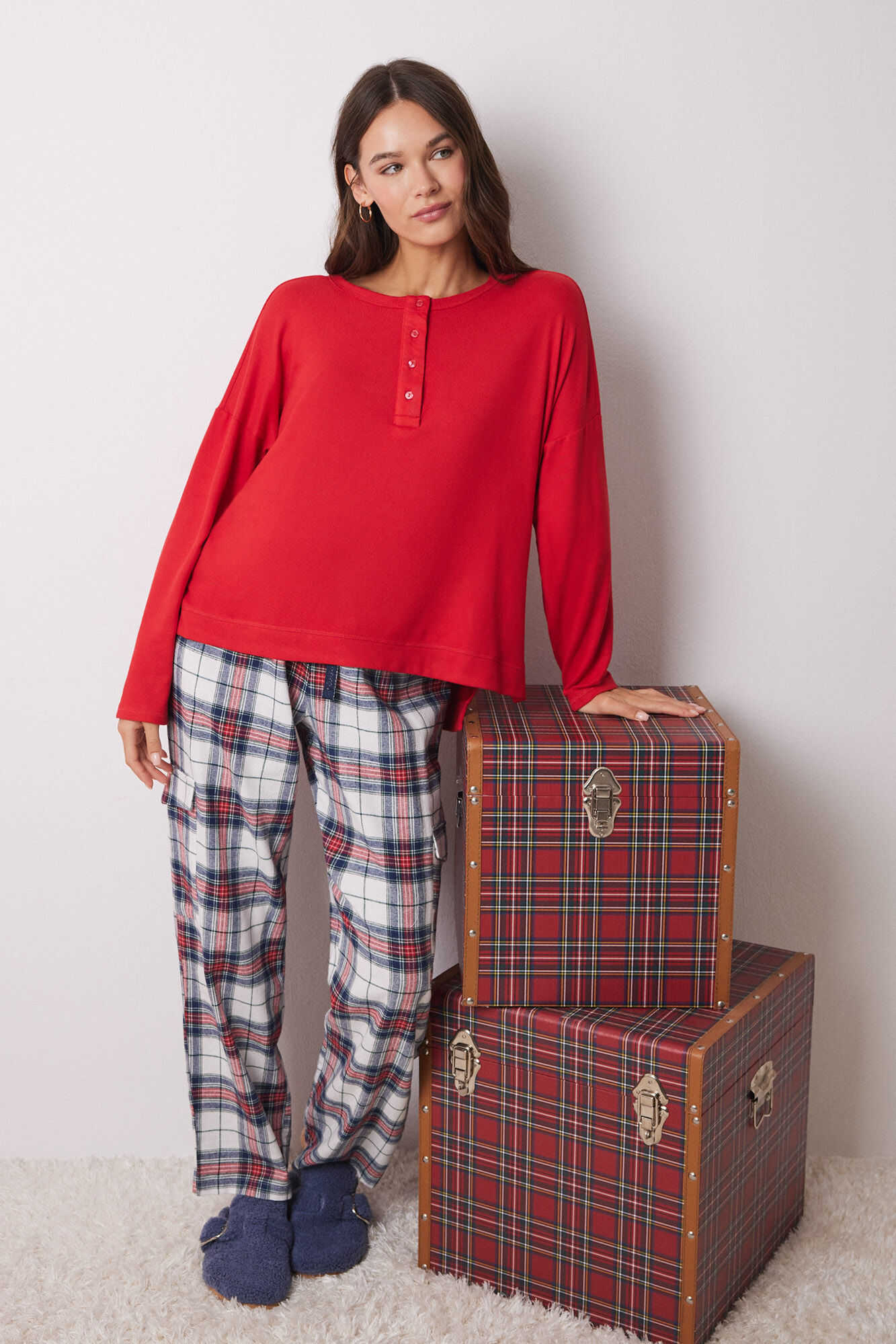 Women'secret Playera manga larga punto c&aacute;lido rojo rojo