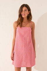 Women'secret Vestido corto de tirantes de cuadros vichy rosas rosa