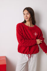 Women'secret Pijama larga pelo y polar fleece rojo