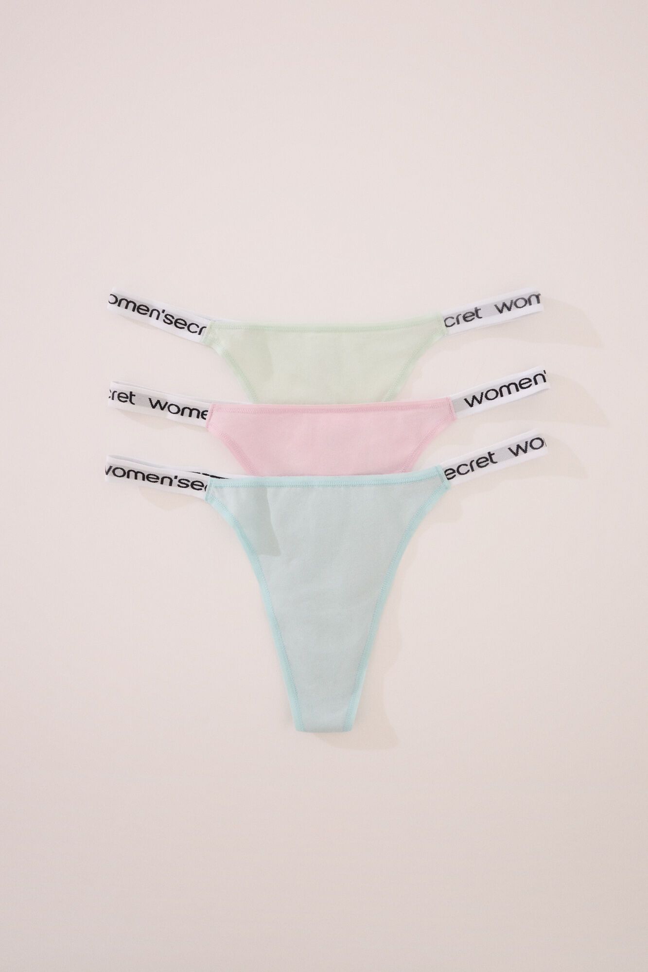 Women'secret Pack de 3 tangas de algod&oacute;n con logo