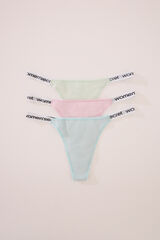 Women'secret Pack de 3 tangas de algod&oacute;n con logo blanco