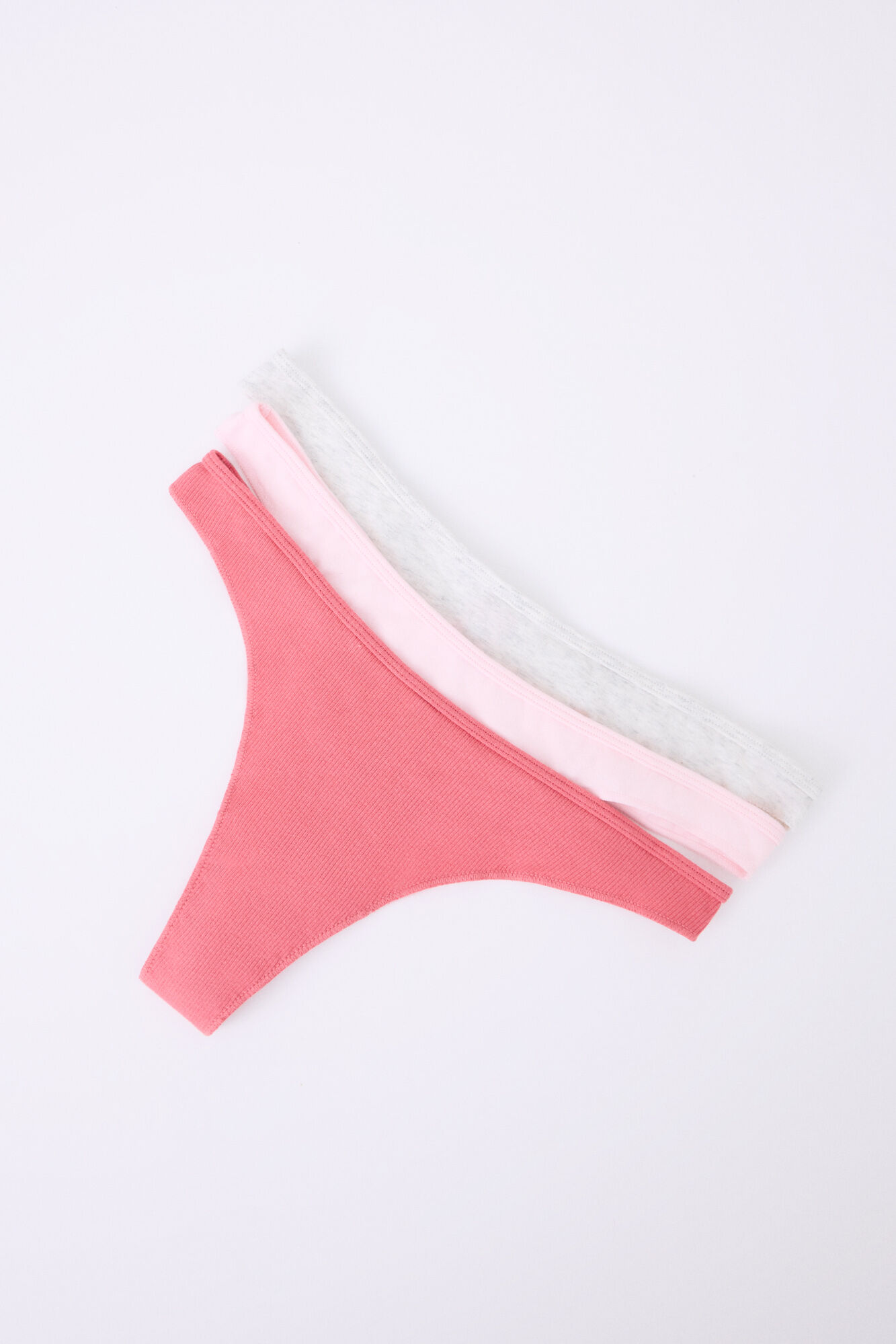 HI&BYE Pack 3 tangas rosa, fresa, gris blanco