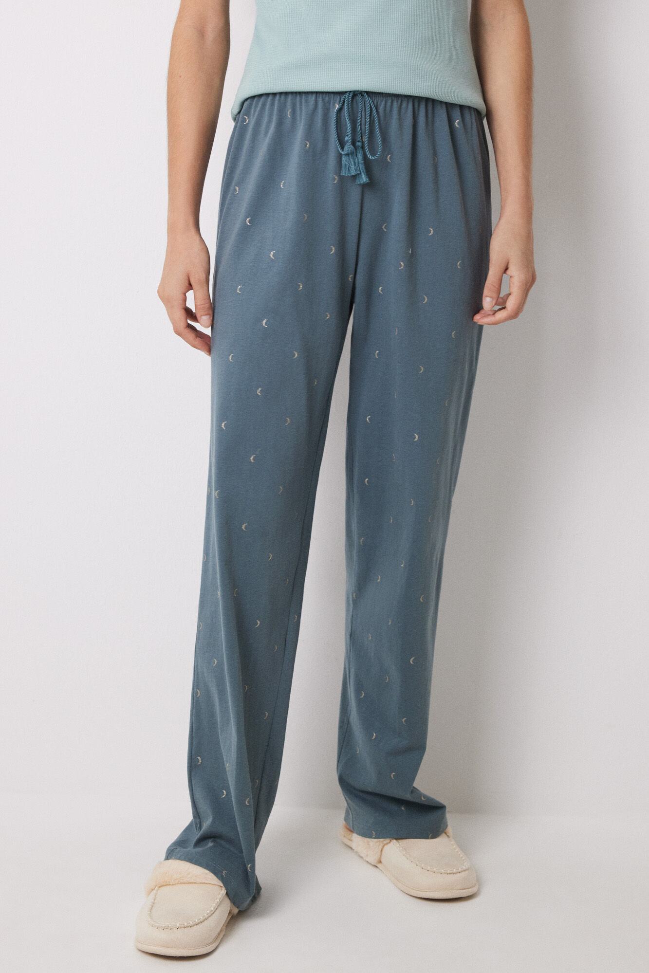 Women'secret Pantal&oacute;n largo 100% algod&oacute;n verde verde