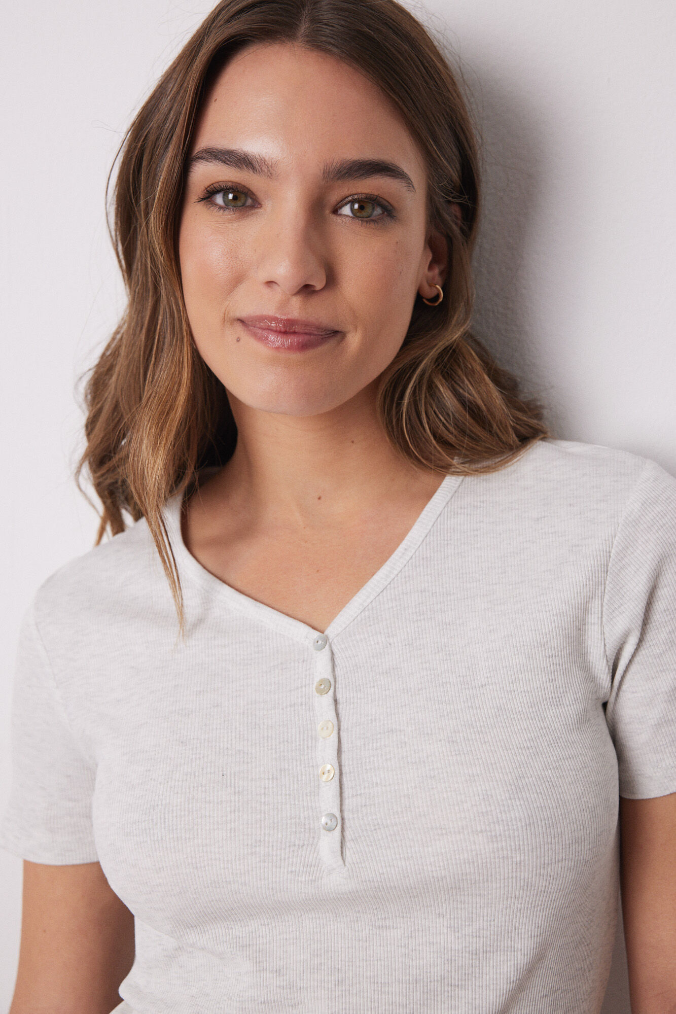 Women'secret Playera manga corta canal&eacute; gris