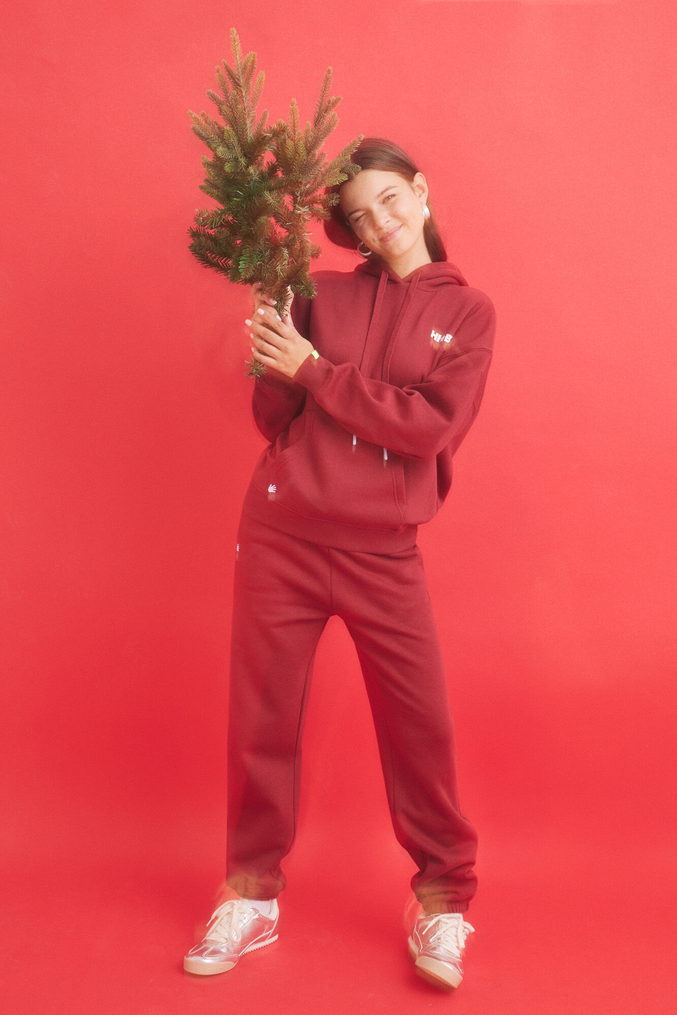 HI&BYE Sudadera capucha felpa rojo  rojo