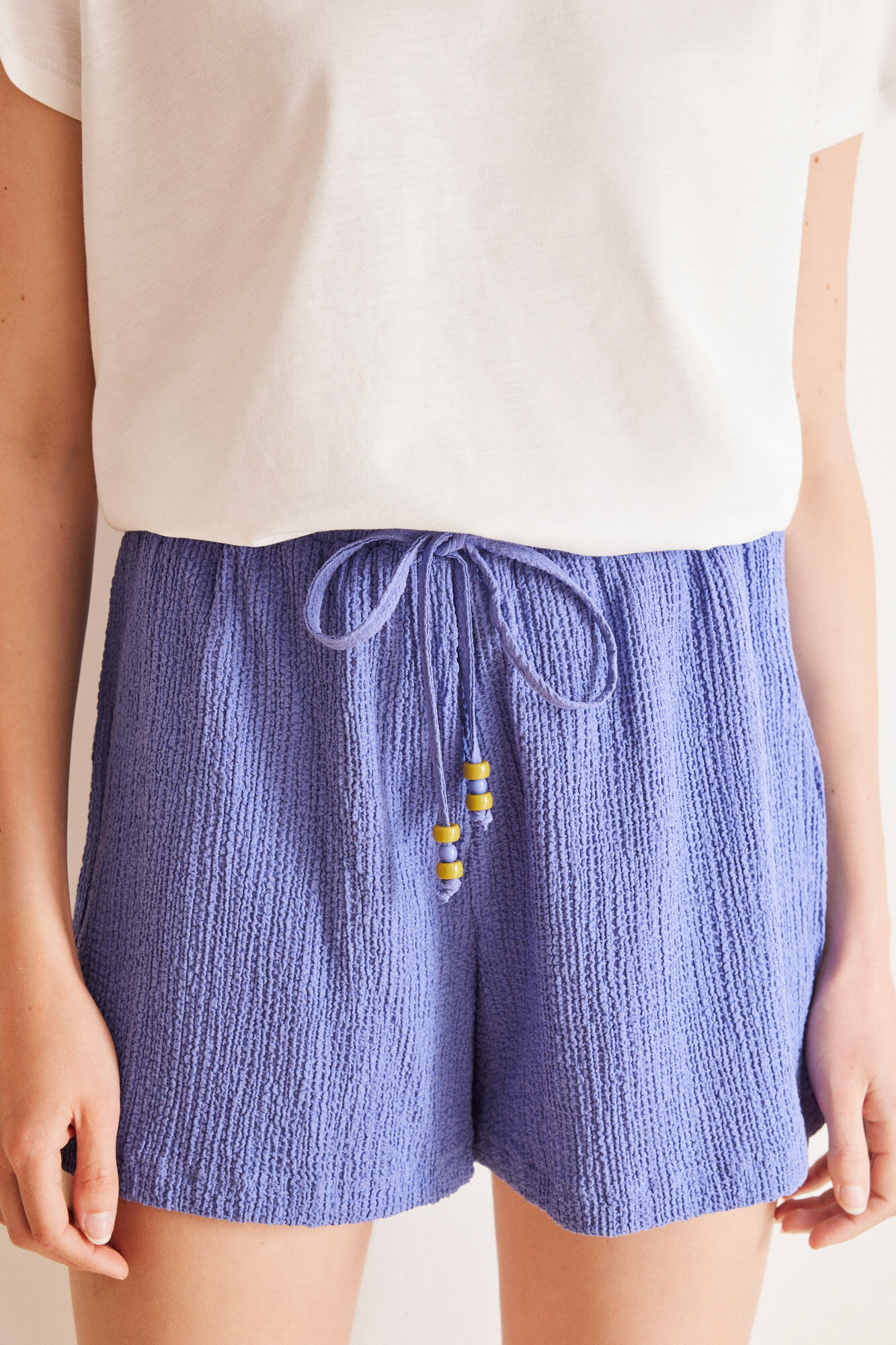 Women'secret Short azul textura gofrado