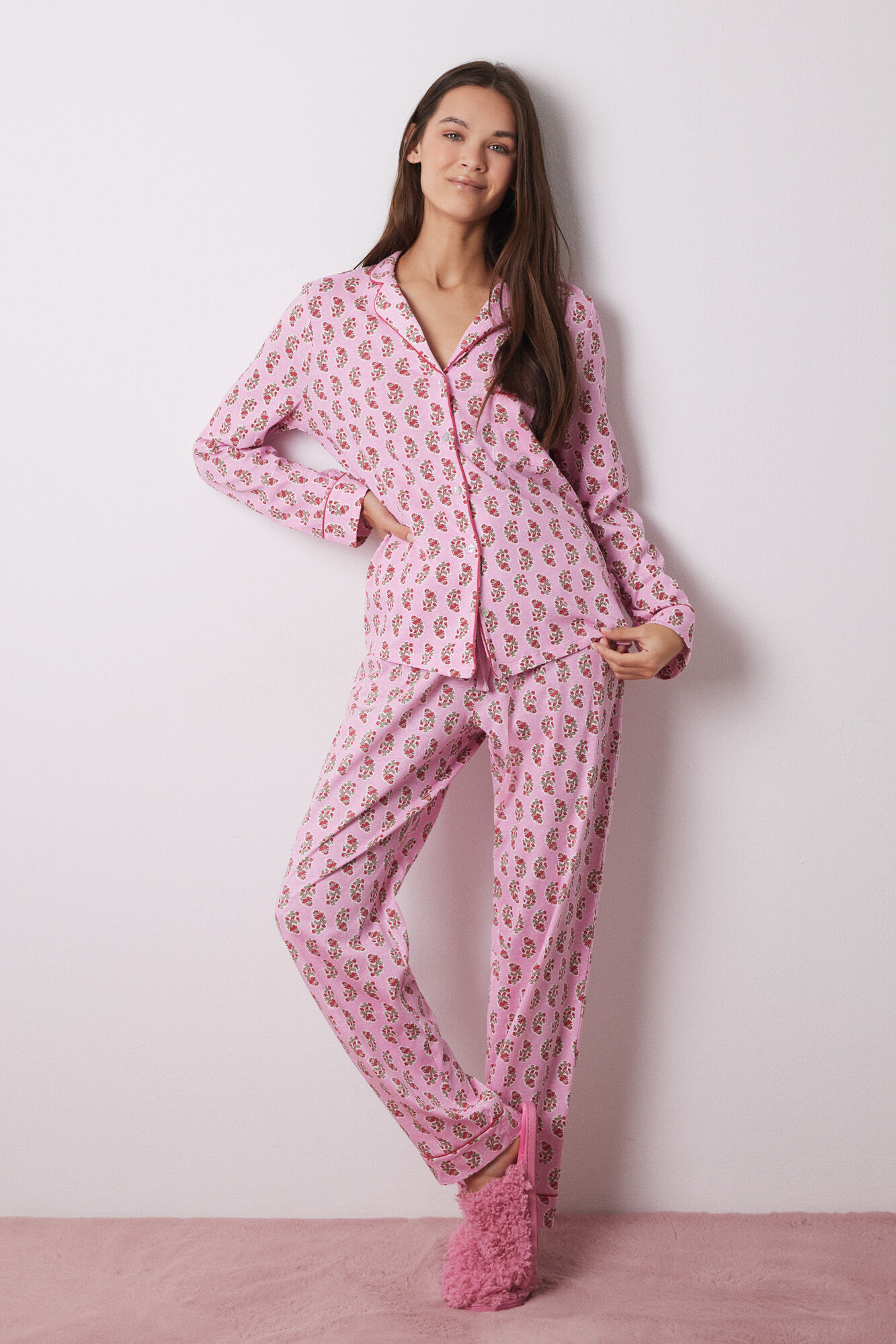 Women'secret Pijama camisera 100% algod&oacute;n flores hind&uacute;es