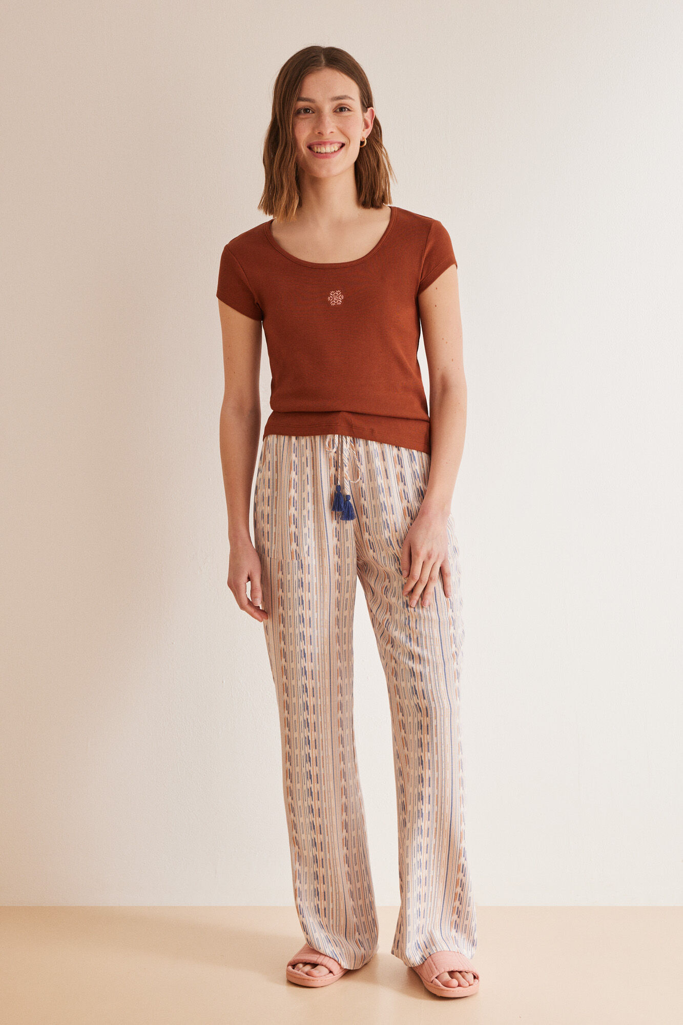 Women'secret Playera algod&oacute;n marr&oacute;n caf&eacute;
