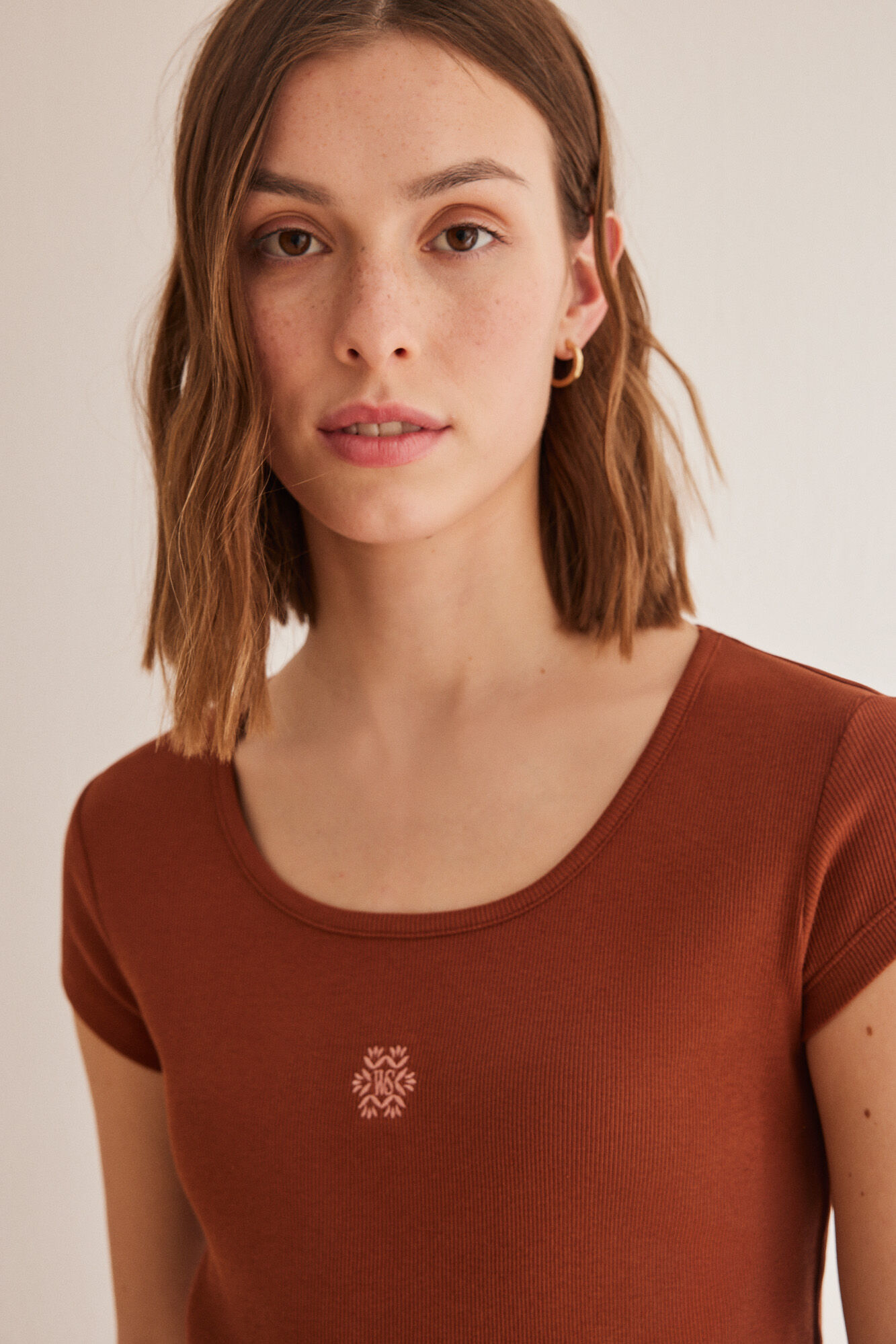 Women'secret Playera algod&oacute;n marr&oacute;n caf&eacute;