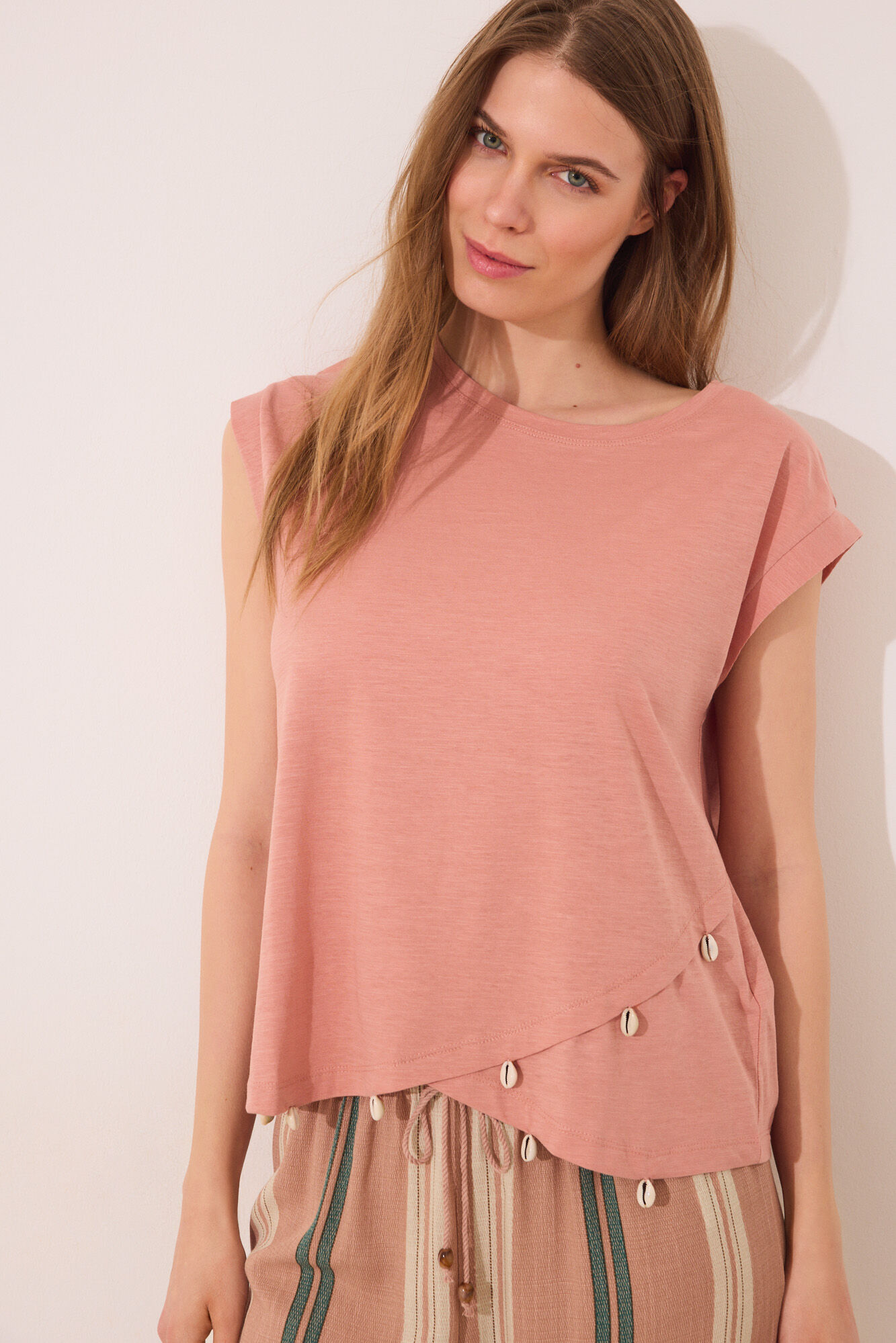 Women'secret Playera de manga naranja 