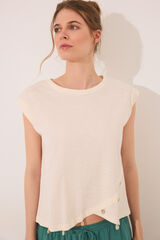 Women'secret Playera de manga blanca  marfil