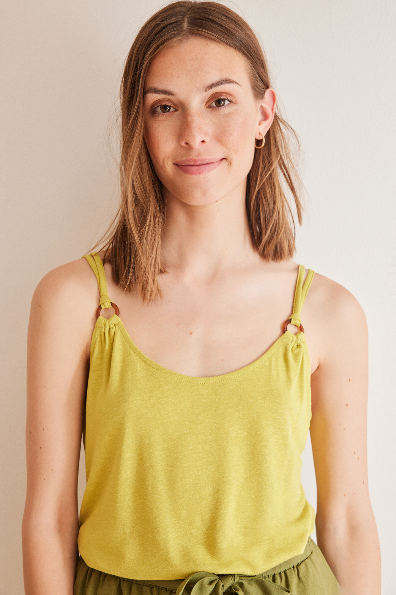 Women'secret Playera tirantes verde lino