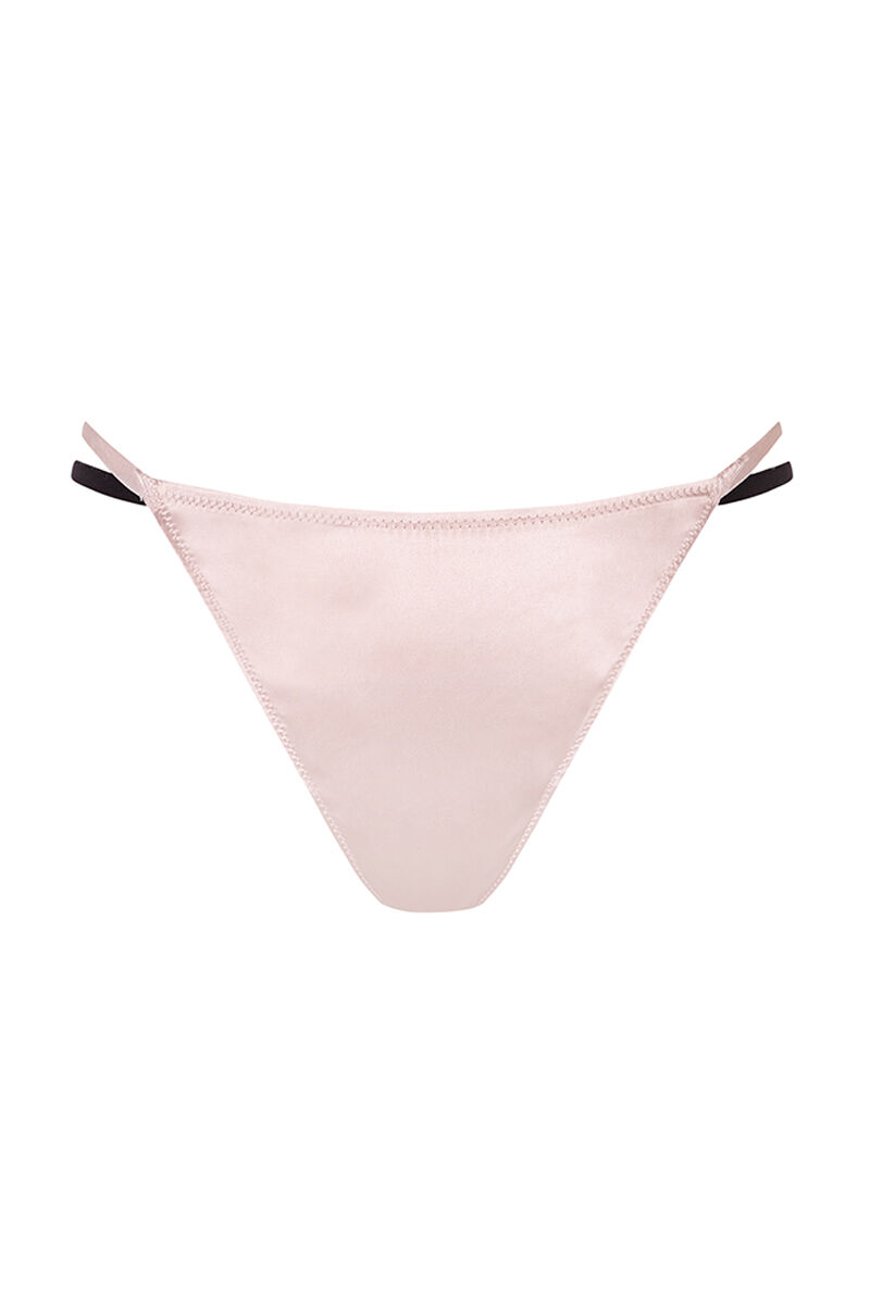 Women'secret Tanga sat&iacute;n encaje nude/negro negro