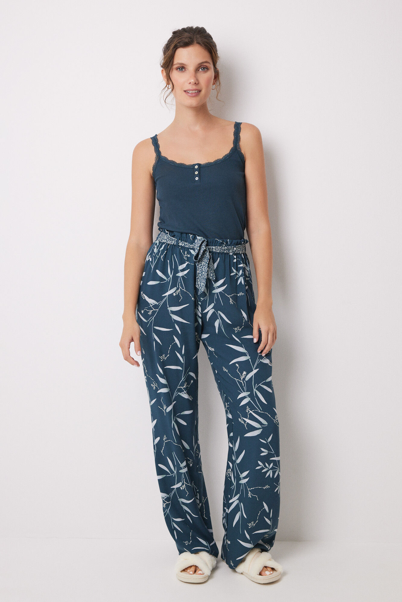 Women'secret Pantal&oacute;n lounge viscosa print hojas