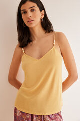 Women'secret Playera tirantes textura amarilla amarillo