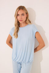 Women'secret Pijama Capri de viscosa con brillos azul azul