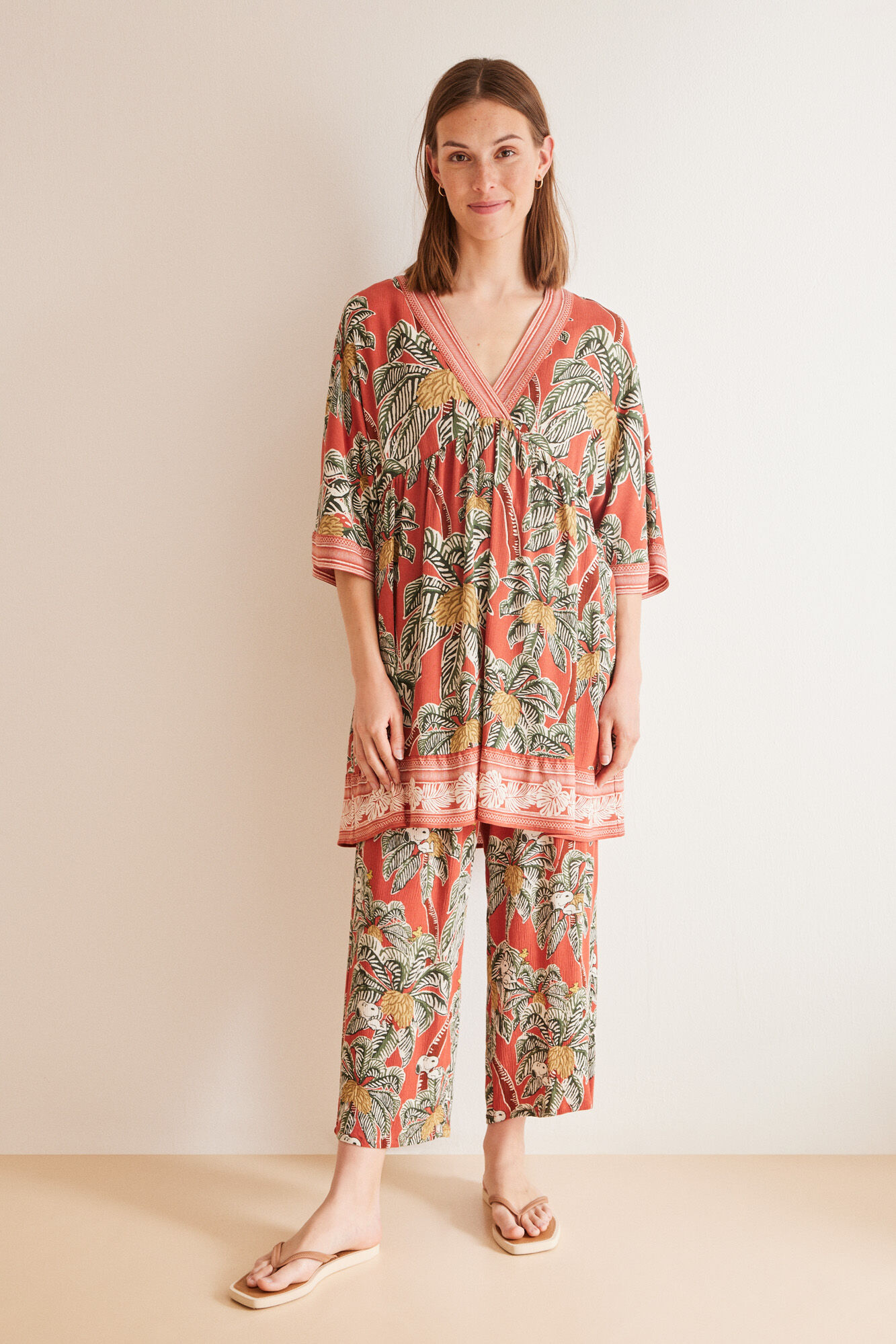 Women'secret Vestido viscosa estampado tropical estampado