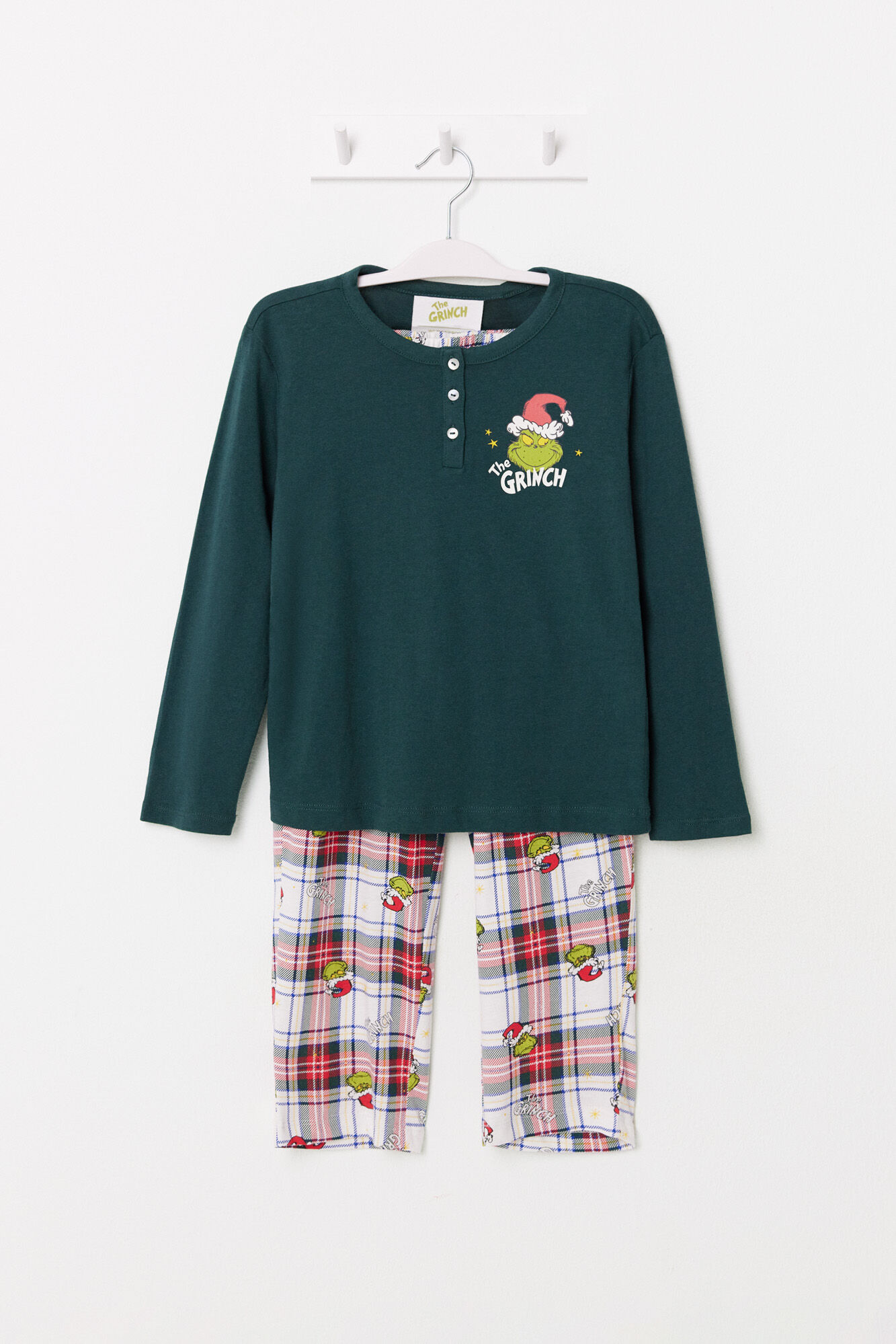 Women'secret Pijama infantil 100% algod&oacute;n cuadros Grinch