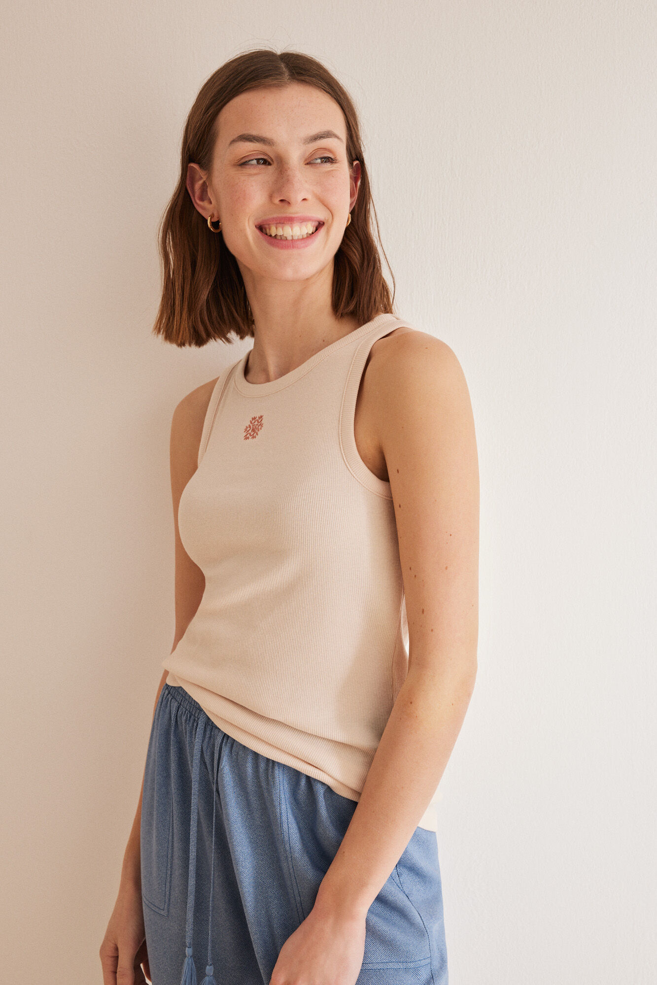 Women'secret Playera tirantes algod&oacute;n rosa rosa
