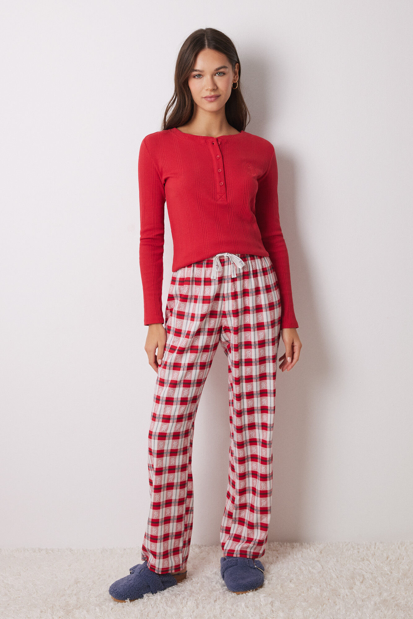 Women'secret Pantal&oacute;n pijama cuadros rojo estampado