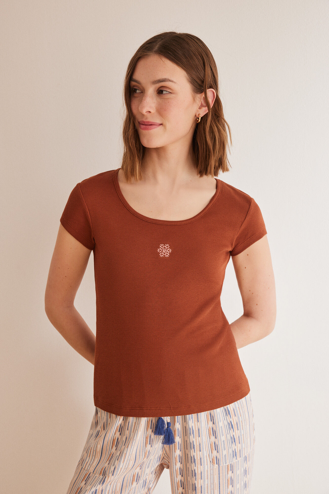 Women'secret Playera algod&oacute;n marr&oacute;n
