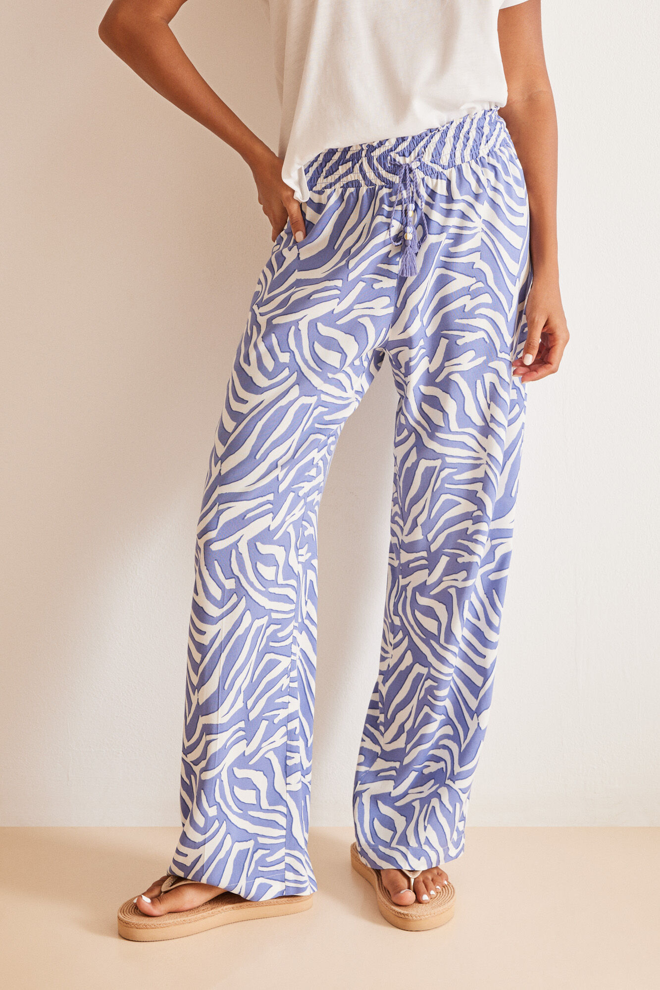 Women'secret Pantalones estampados cebra azul estampado