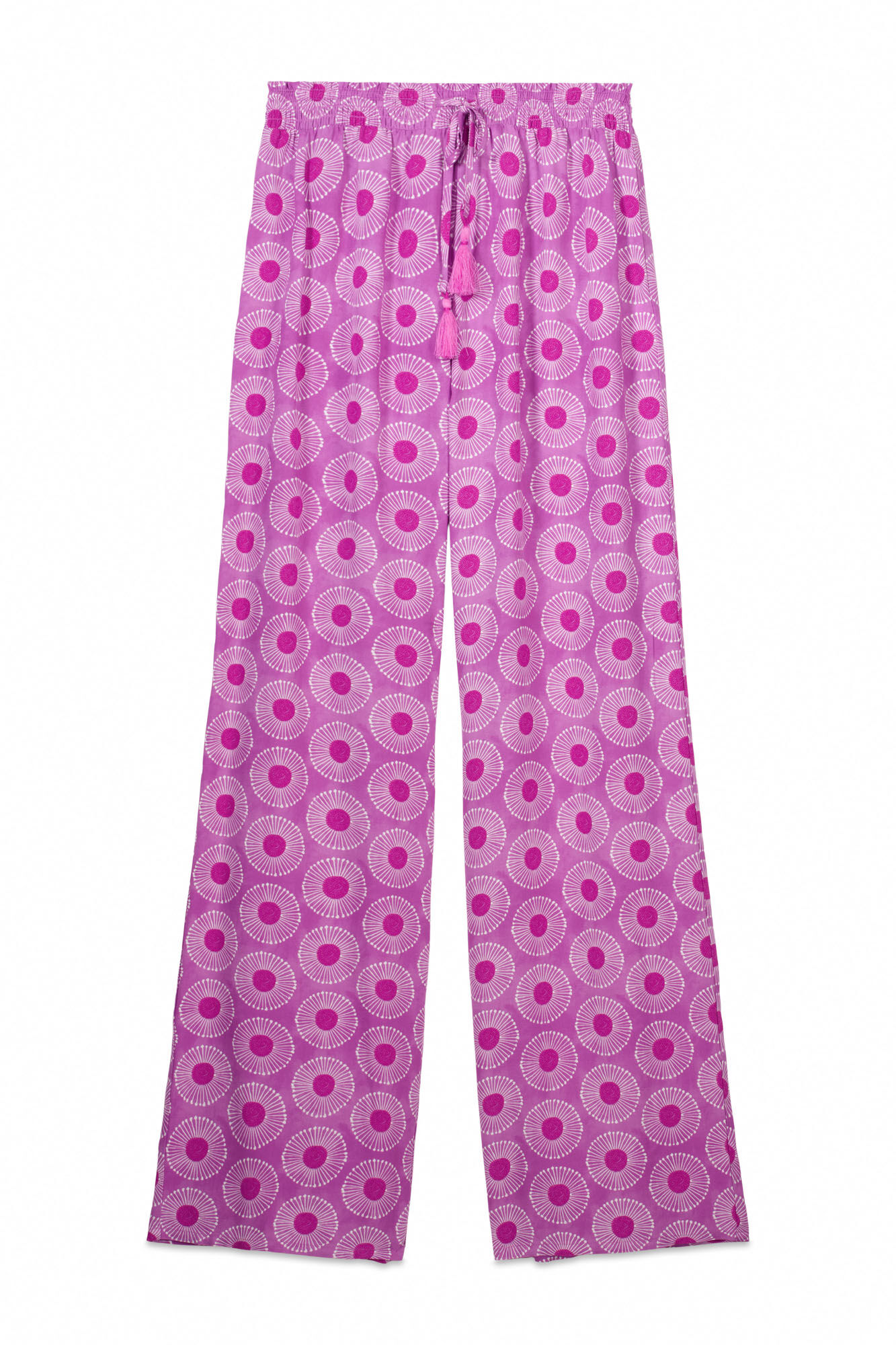 Women'secret Pantal&oacute;n largo de viscosa con estampado geom&eacute;trico estampado