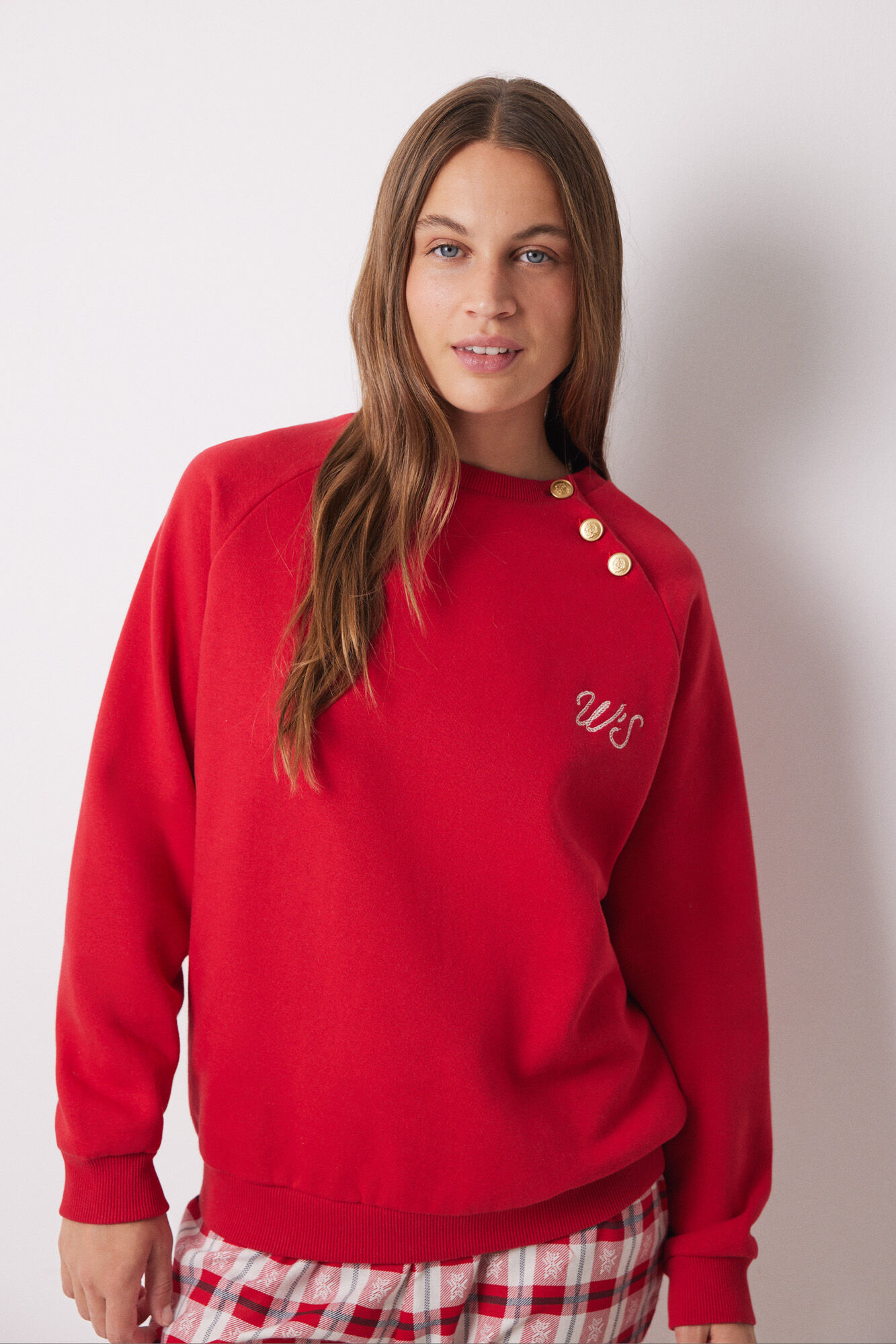 Women'secret Sudadera felpa algod&oacute;n roja rojo