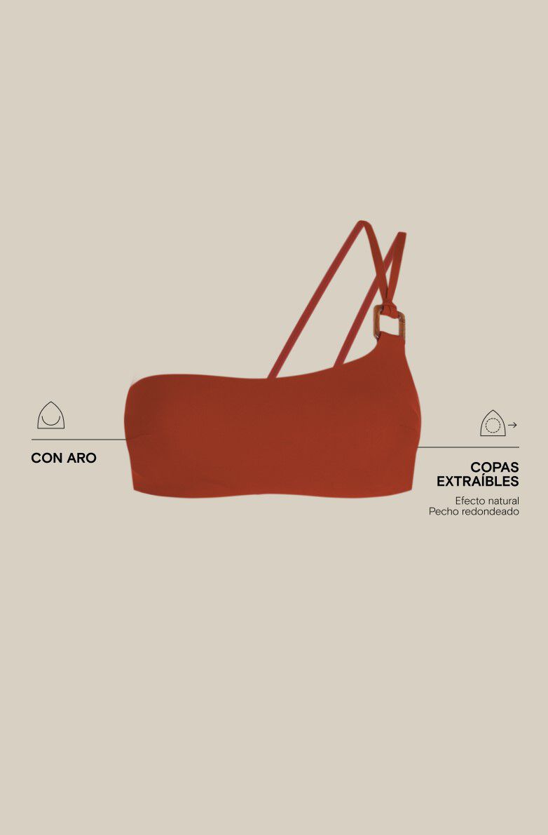 Women'secret Top bikini asim&eacute;trico naranja naranja
