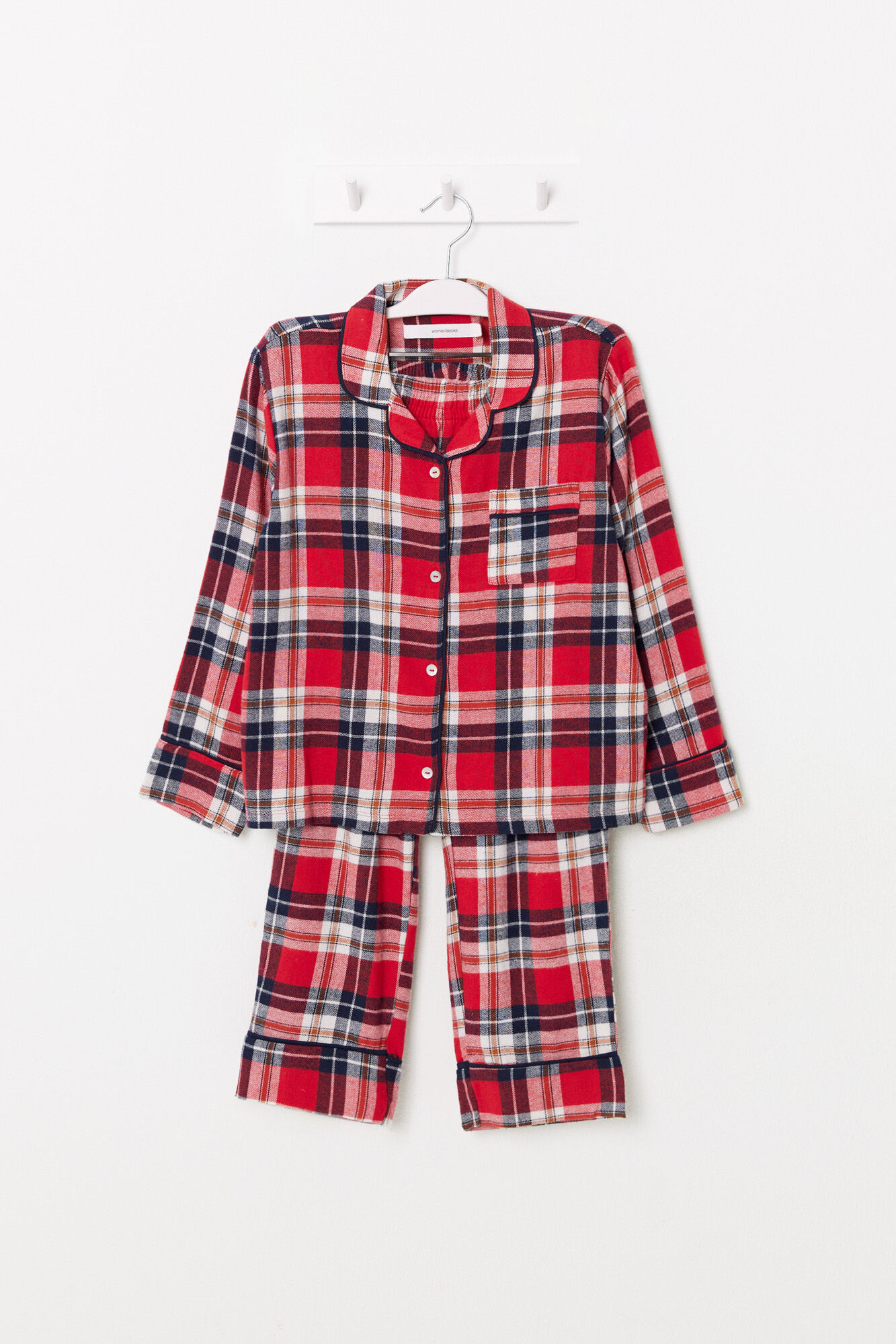 Women'secret Pijama infantil camisera cuadros rojo 100% algod&oacute;n
