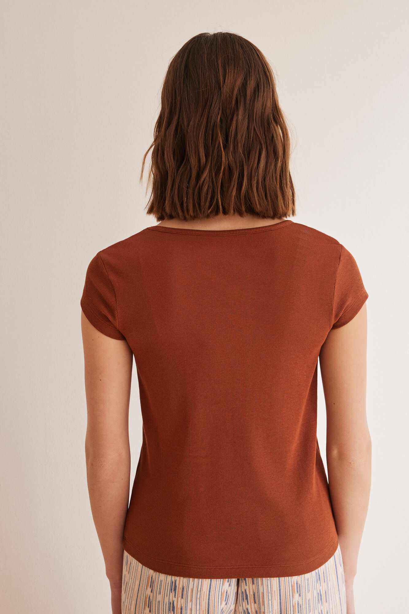 Women'secret Playera algod&oacute;n marr&oacute;n caf&eacute;