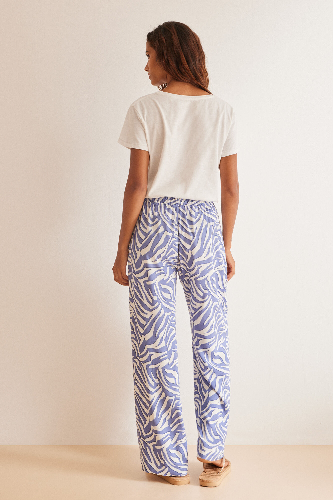 Women'secret Pantalones estampados cebra azul estampado