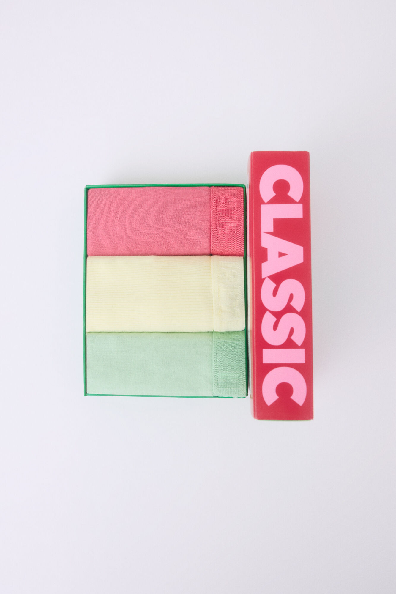 HI&BYE Pack 3 bragas cl&aacute;sicas rosa, amarillo, verde blanco
