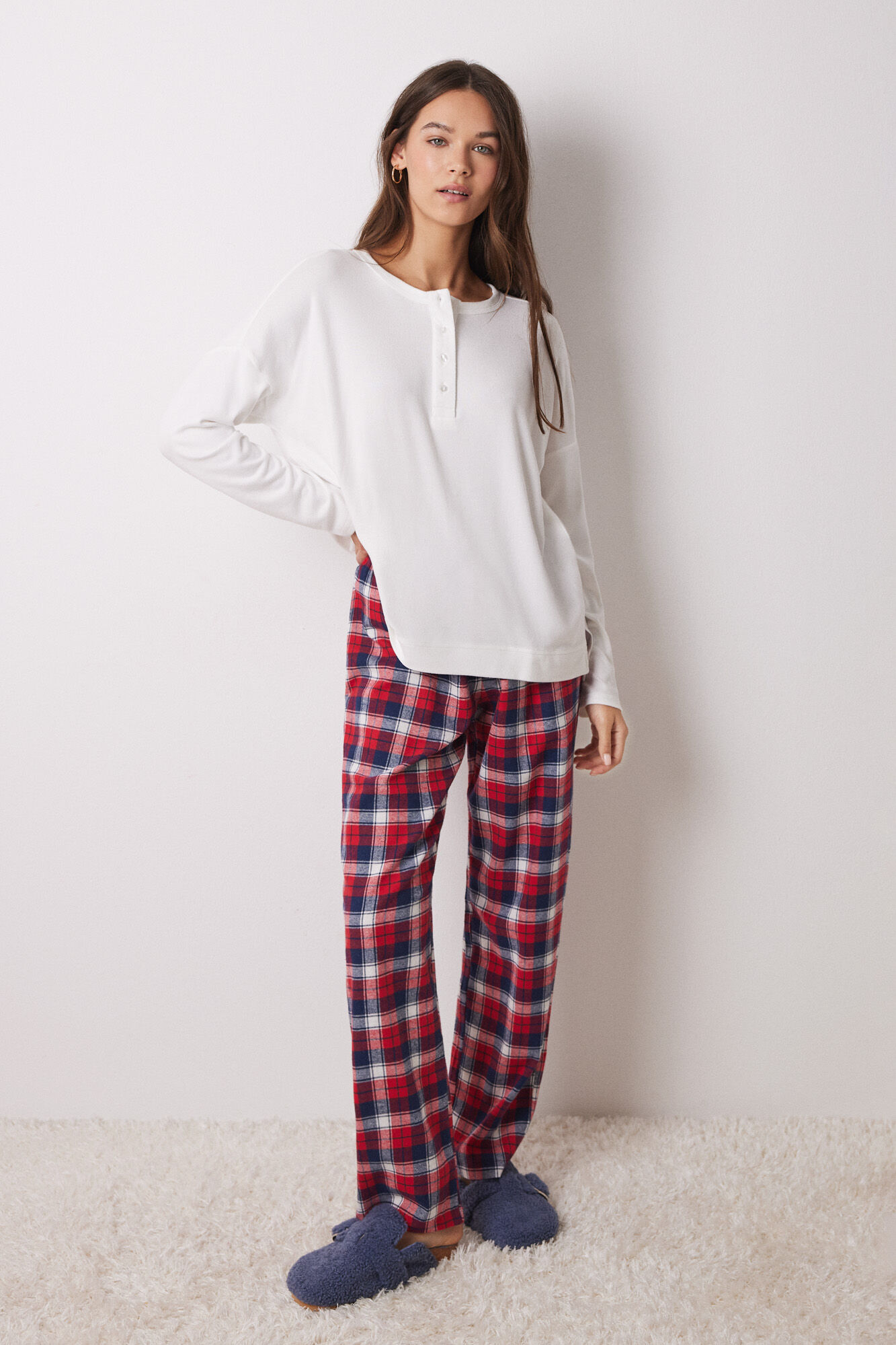 Women'secret Playera manga larga punto c&aacute;lido blanco