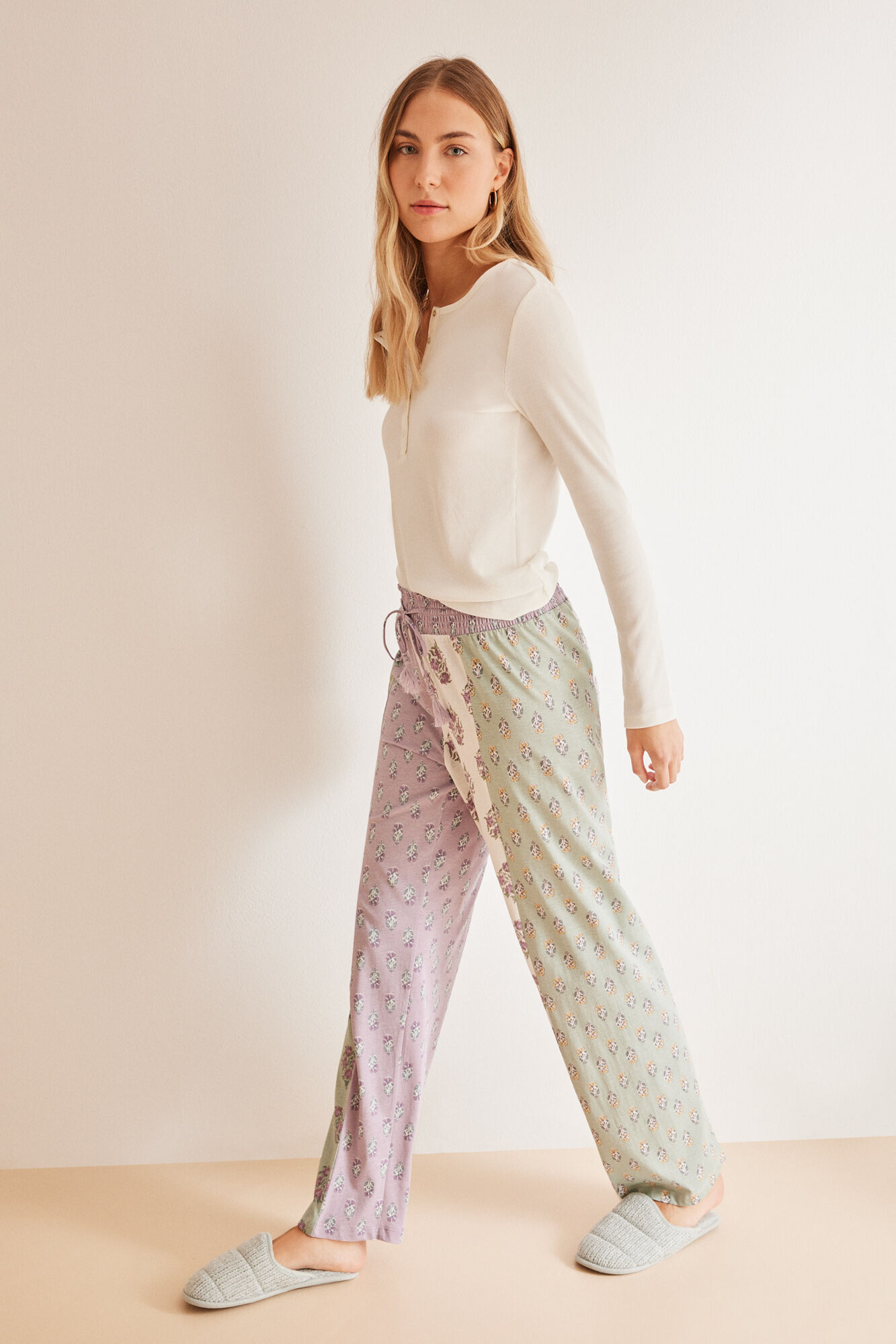 Women'secret Pantal&oacute;n pijama largo 100% algod&oacute;n patchwork