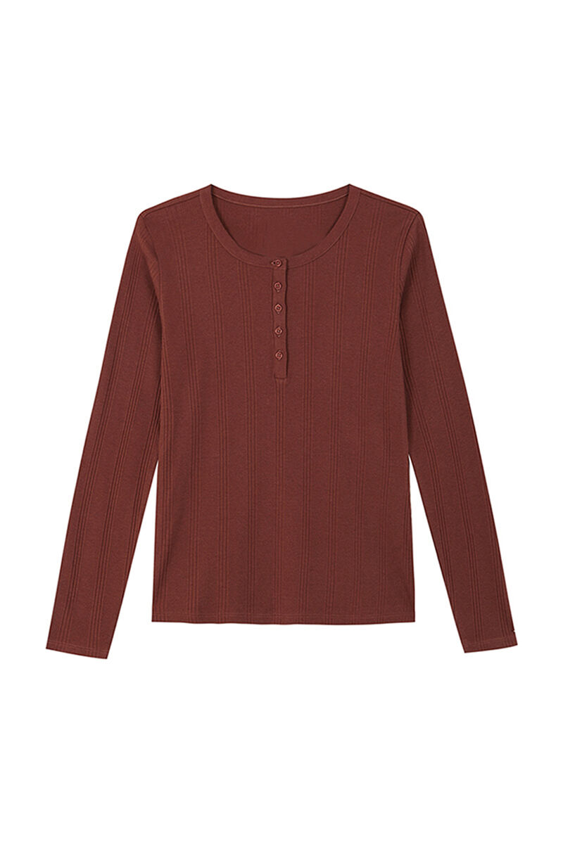 Women'secret Playera manga larga canal&eacute; caf&eacute; caf&eacute;