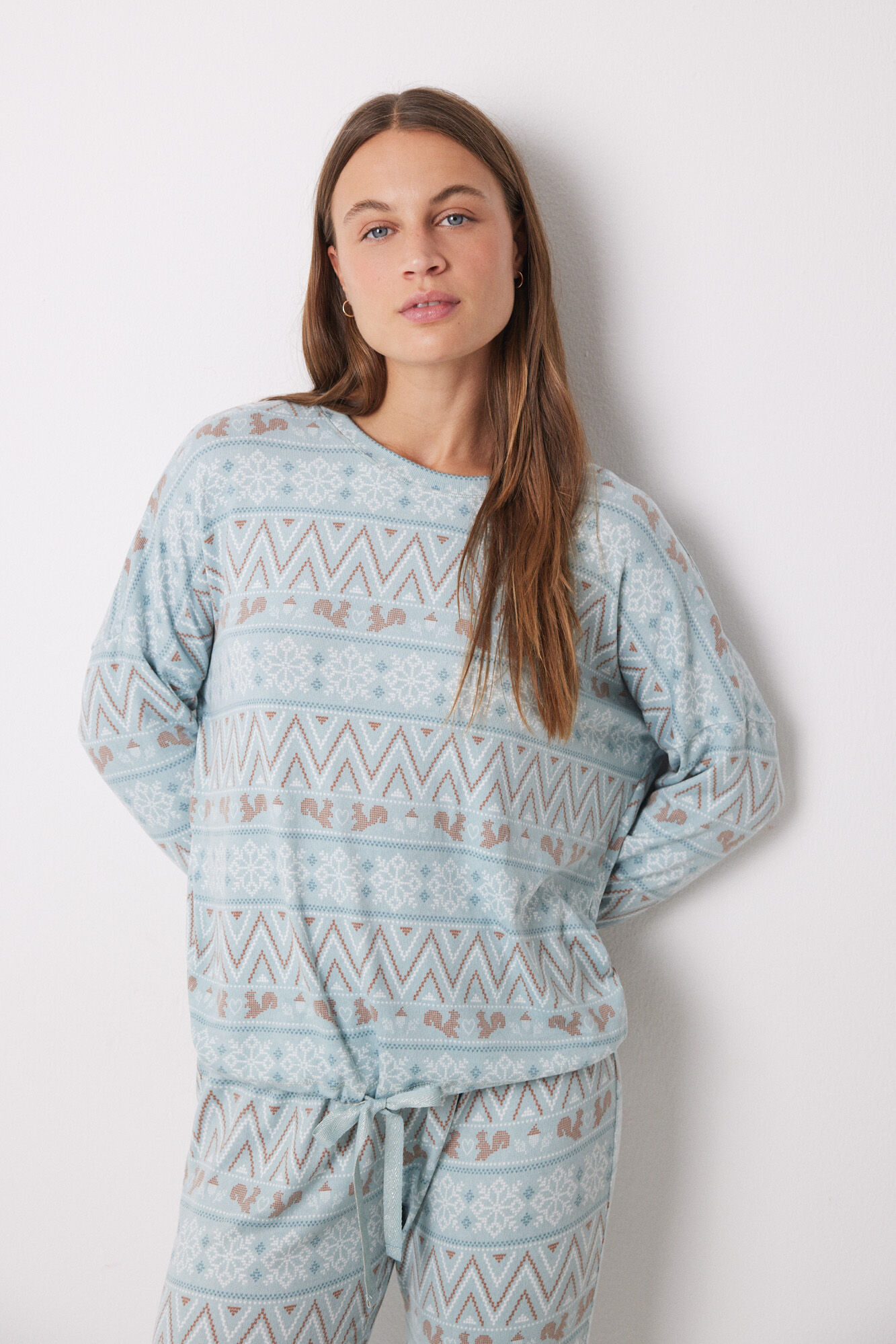 Women'secret Pijama larga polar supersoft verde