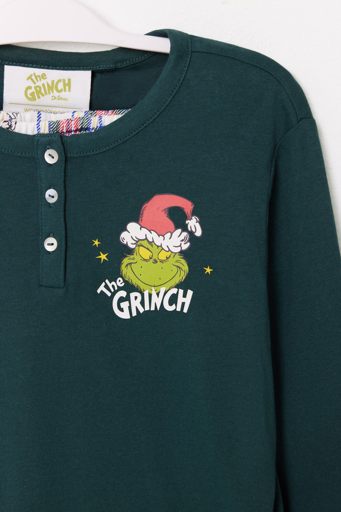 Women'secret Pijama infantil 100% algod&oacute;n cuadros Grinch