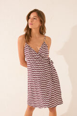 Women'secret Vestido midi con tirantes y estampado en zigzag p&uacute;rpura
