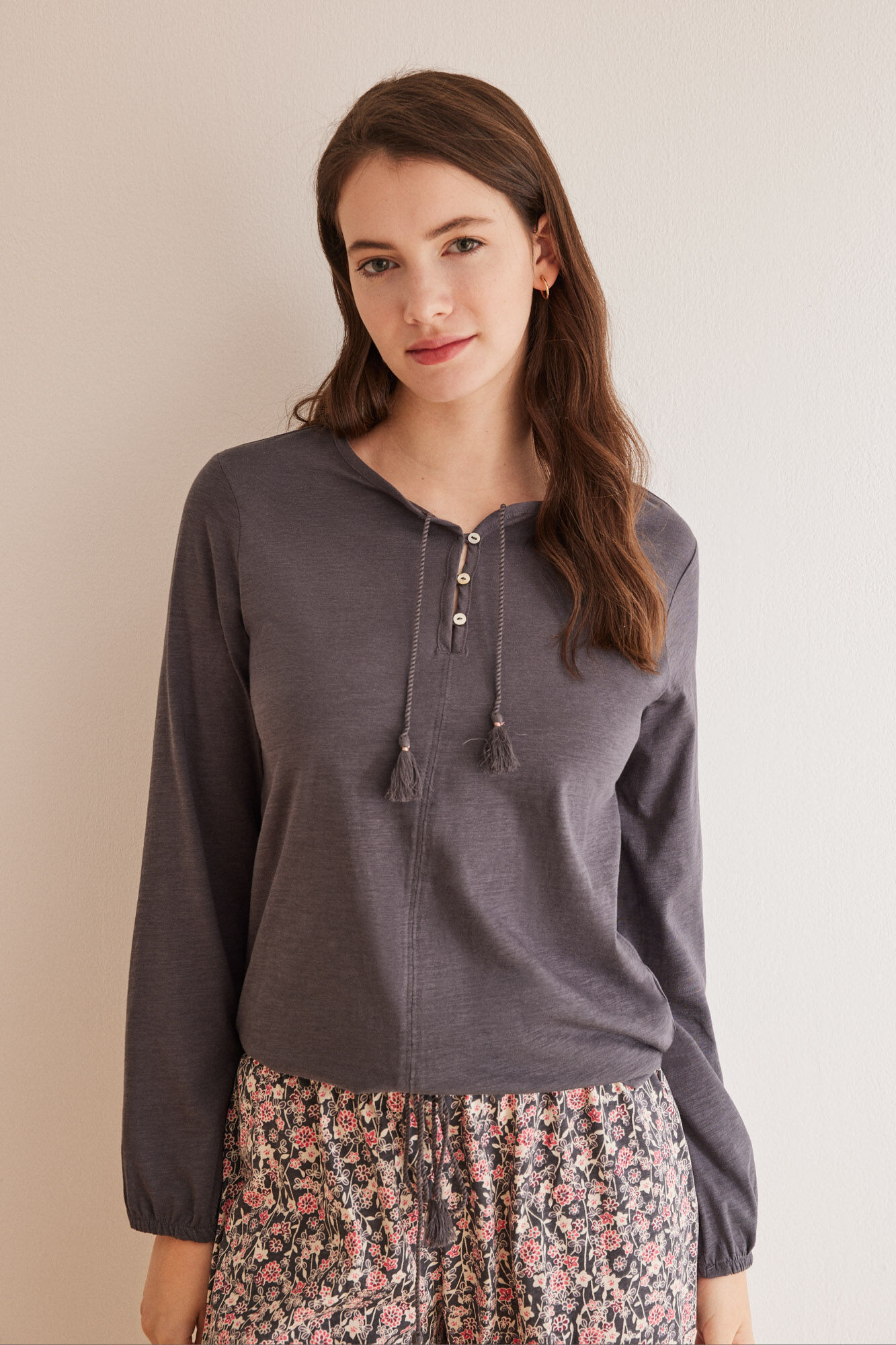Women'secret Playera evas&eacute; 100% algod&oacute;n gris gris