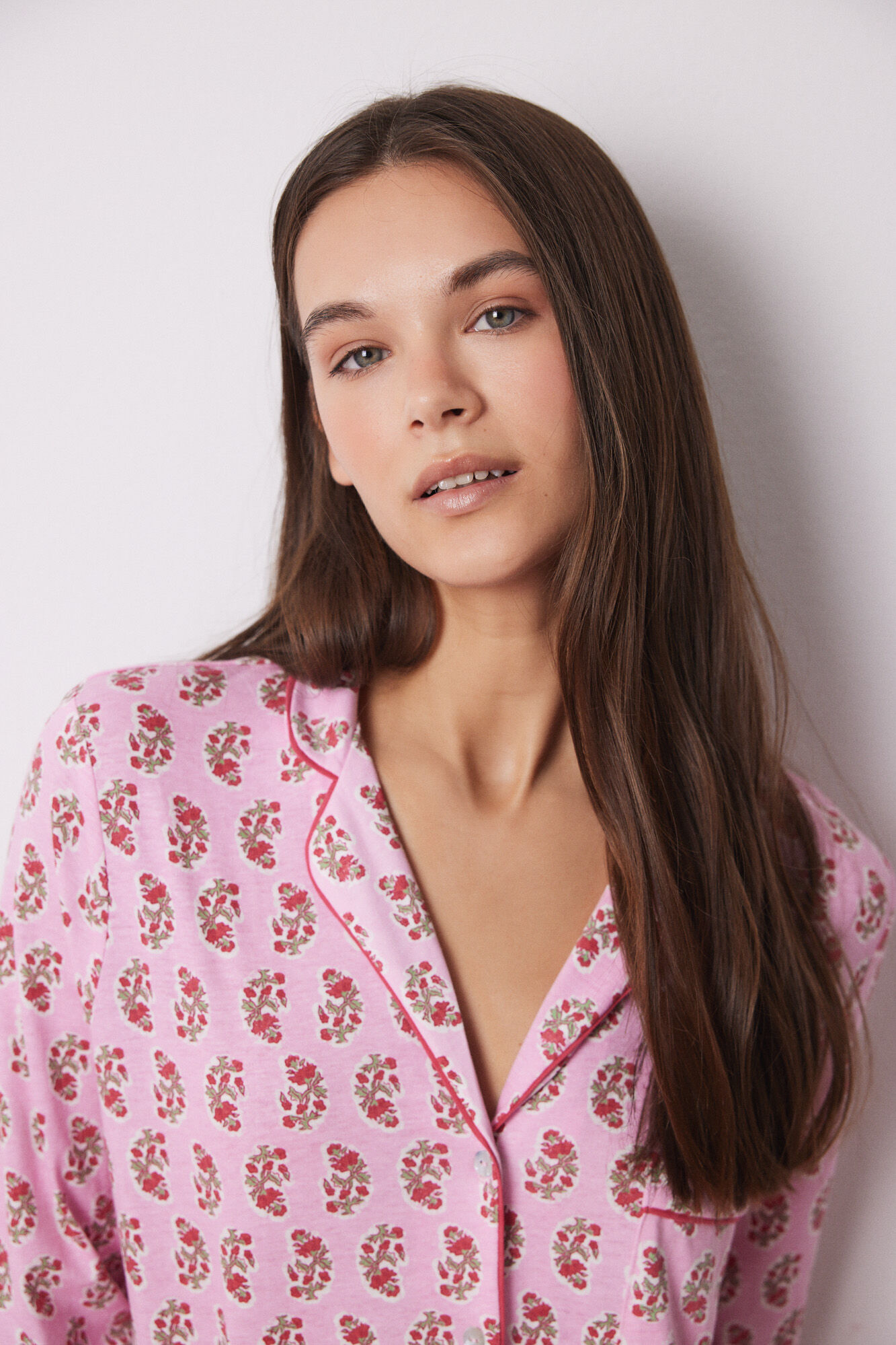 Women'secret Pijama camisera 100% algod&oacute;n flores hind&uacute;es