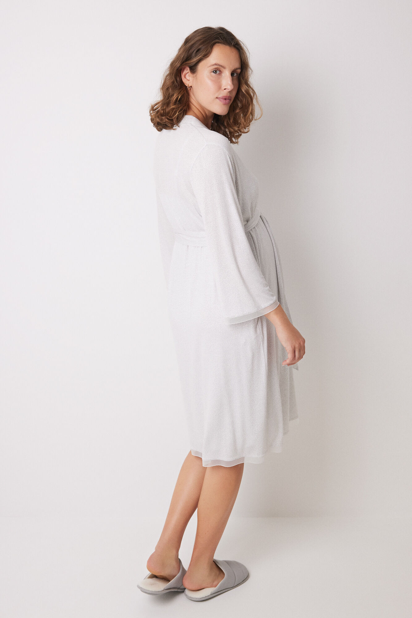 Women'secret Bata "maternity" midi viscosa estampado puntos gris