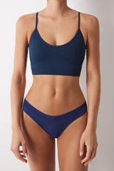 Women'secret Tanga confort frunce azul azul