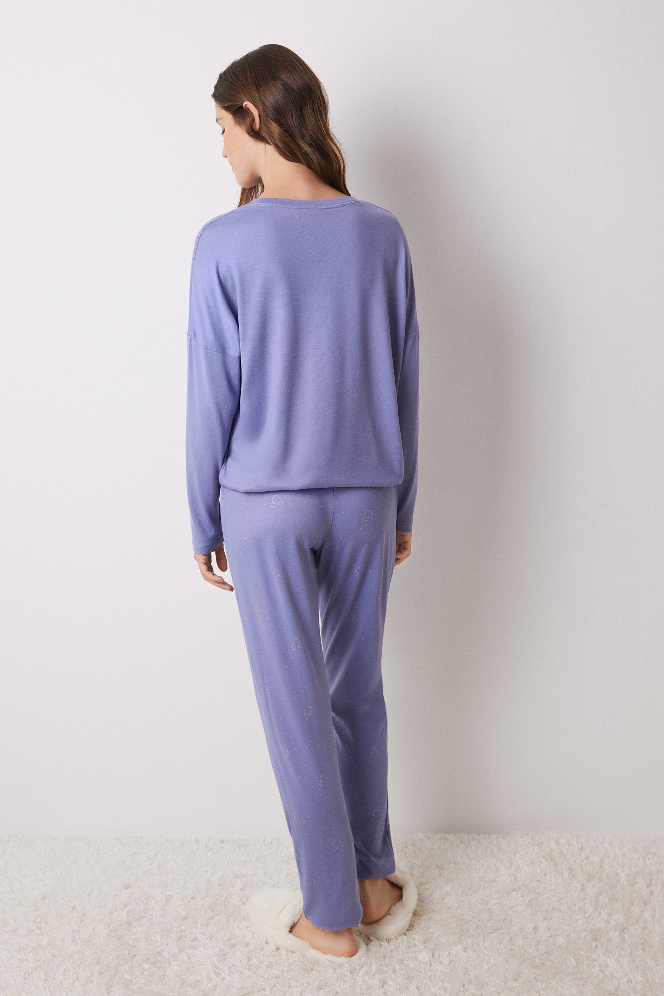 Women'secret Pijama larga supersoft Mickey  morado/lila