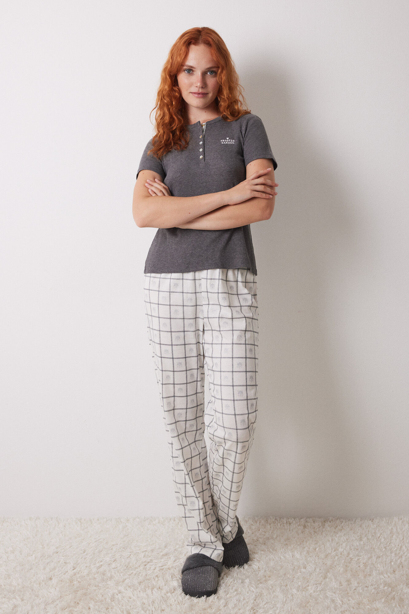 Women'secret Pijama manga corta cuadros lurex